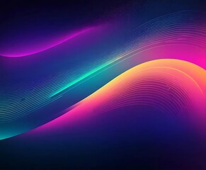 Vibrant Abstract Background with Glowing Gradient Waves and Dark Backdrop