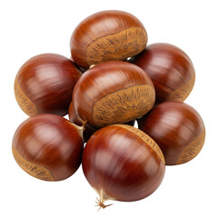 Obraz premium Pile of Fresh Whole Brown Chestnuts Product Shot