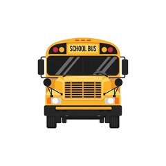 Fototapeta premium Front-View Illustration Depicting a Yellow School Bus on a White Background
