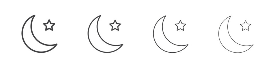 Moon icons for graphic and web design.