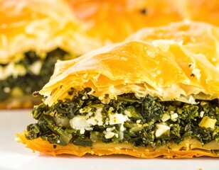 Crispy Golden Layers of a Savory Spinach and Feta Phyllo Pie.