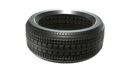 Close-up a new car tire isolated on transparent background created by 3D modeling.