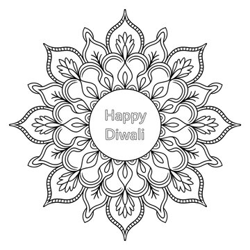A mandala happy Diwali illustration vector style coloring page