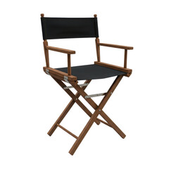 Director's chair with black canvas seat and back  isolated PNG with Transparent Background