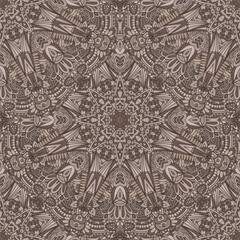 Abstract vintage textile ethnic seamless pattern ornamental. Vector tribal art background. Fractal repeating texture.