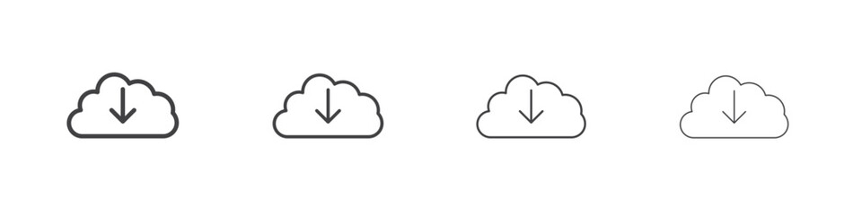 Cloud download icons for graphic and web design.