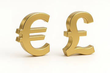 Euro and Pound on a White Background. Financial, Exchange Operations, Currency Exchange.