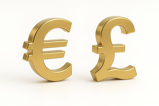 Euro and Pound on a White Background. Financial, Exchange Operations, Currency Exchange.
