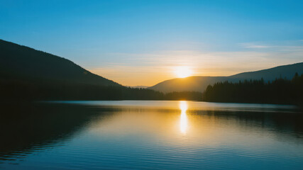 Fototapeta premium sunrise over the lake