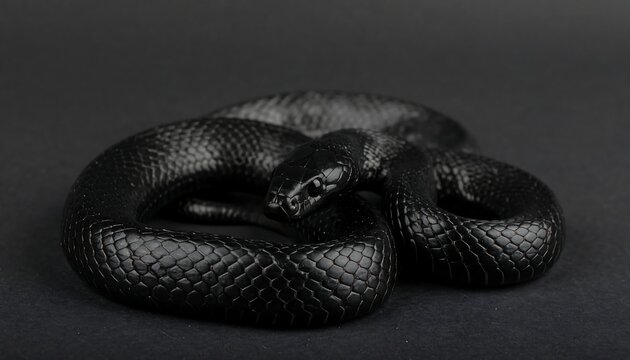 Close-up of a black snake coiled