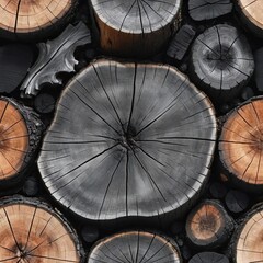 log cabin in the forest ,Tree Logs, Wood Texture, Natural Rings, Autumn Leaf