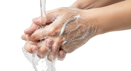 Fototapeta premium Thorough Handwashing Process Against Germs and Bacteria for Health and Safety