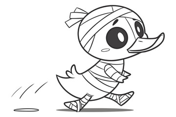 Cute mummy duck running with bandages