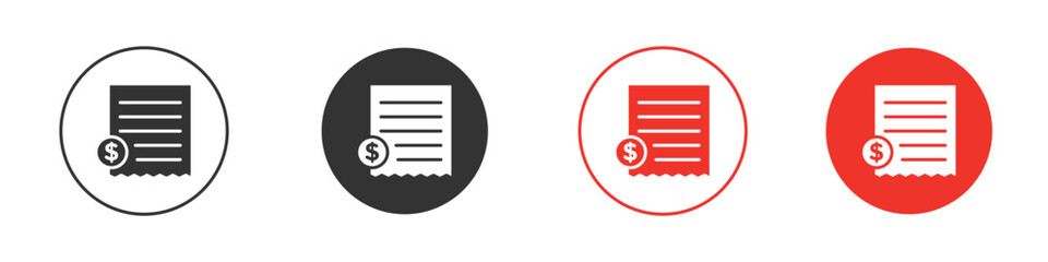 Receipt icon symbol in black. icon design vector stock