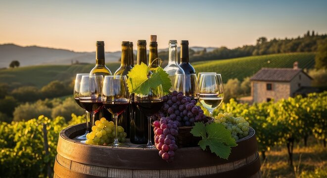 A Toast to Tuscan Vineyards and Golden Hour Serenity