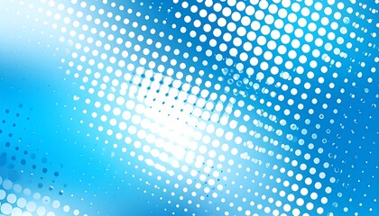 A dynamic, vibrant blue background showcases a halftone pattern of white circles, radiating a sense of movement and energy.