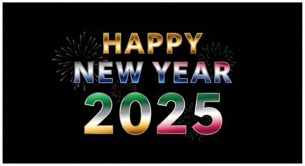 Fototapeta premium Happy New Year 2025 Colorful Greeting Card.