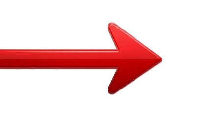 Red Arrow Pointing Right on White Background.