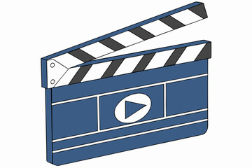 Blue clapperboard with play button icon