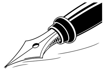 Classic fountain pen nib writing with ink strokes