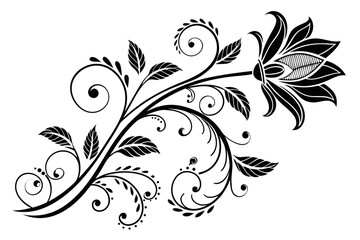 Elegant black and white floral swirl design