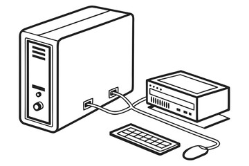 Retro computer system with tower monitor keyboard and mouse