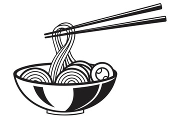 Chopsticks lifting delicious noodles from a bowl