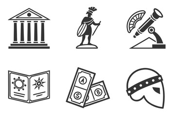 Collection of ancient greek and roman inspired icons
