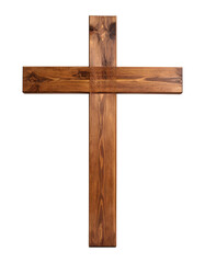 Wooden cross with rich wood grain texture, symbolizing faith, hope, and spirituality, perfect for design.