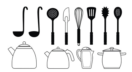 Collection of essential cooking utensils and kitchenware items for culinary enthusiasts