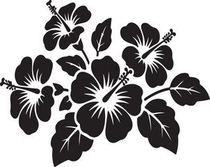 Hibiscus Flower Arrangement Silhouette Vector Graphic Tropical Floral Decoration Element
