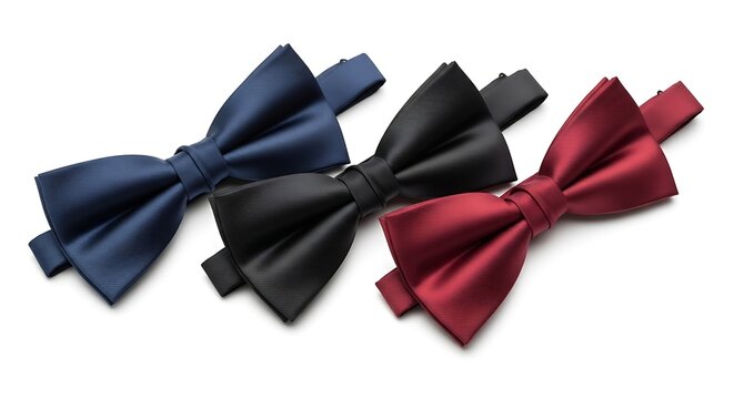 Elegant Bow Ties in Navy, Black, and Burgundy - Fashion Accessories.