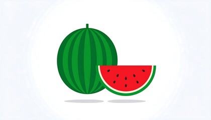 Cartoon watermelon whole and slice