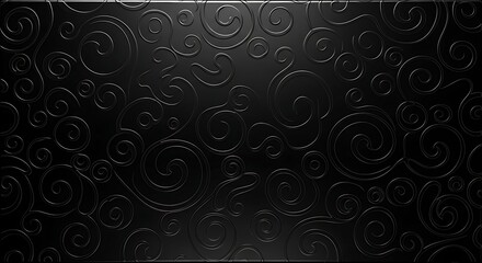 Elegant black background with delicate swirling patterns, perfect for upscale designs and luxurious branding