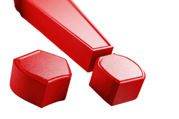 Three Dimensional Red Geometric Shapes