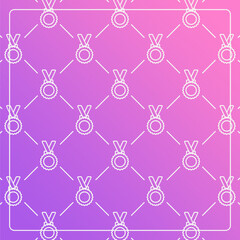 Seamless pattern on a purple background with a medal necklace icon. Line design for posters, social media, and banner templates.