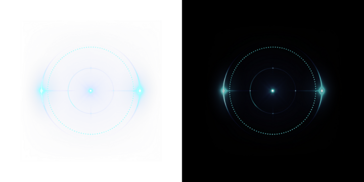 Blue light flare digital effect PNG overlay with transparent background for design projects and graphics