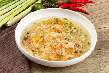 Asian gourmet crab soup with spices