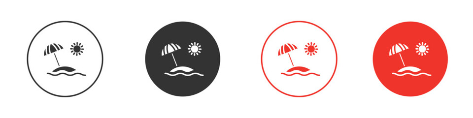 Beach icon symbol in black. icon design vector stock