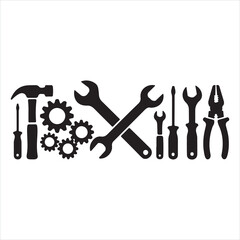 Set of repair tools vector illustration with hammer wrench screwdriver and pliers