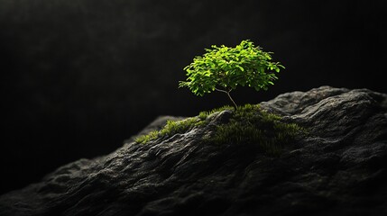 Resilient tree atop rocky hillside