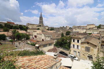 Vue d'ensemble du village, village de Saint Emilion, département de la Gironde, France