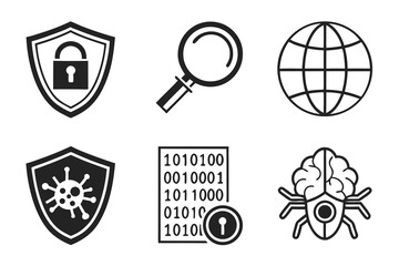 Cybersecurity and digital protection icons