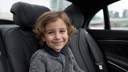 Portrait of child in the car.