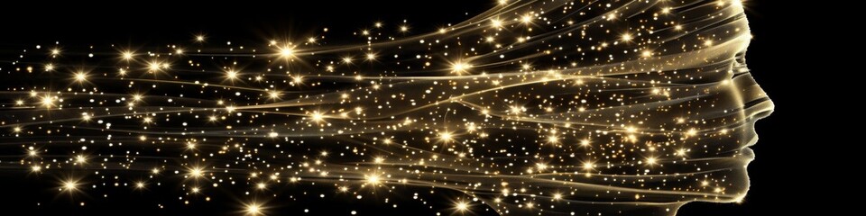 Obraz premium Surreal cosmic art deep space nebula formed as a human silhouette with glowing stars and galaxies