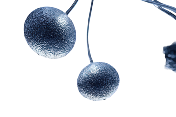 Two Sparkling Silver Balls Against Black Background