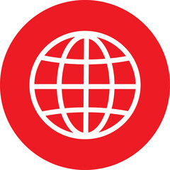 globe icon on red button