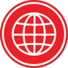 Obraz premium globe icon on red button