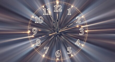 Fototapeta premium Elegant clock face overlay with speed motion blurred ray background