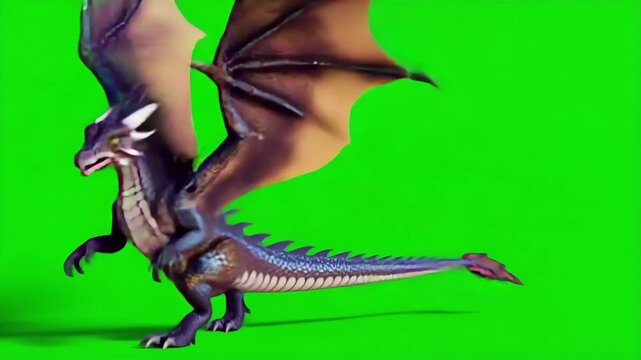 Fantasy-Drachen auf Greenscreen &ndash;  Kreatur f&uuml;r  Compositing